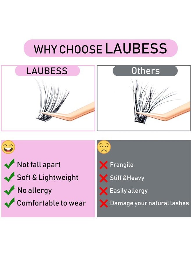 LAUBESS Cluster Lashes 240pcs 40D DIY Eyelash Extension D Curl Long Individual Lashes Mixed Tray Faux Mink Lash Clusters Extensions 0.07 0.10 Black (40D-0.07D-9-16mm) - Image 2